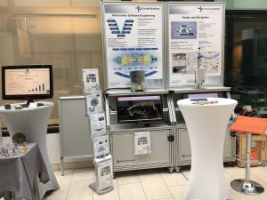 Messestand mit Informationsmaterial von FusionSystems